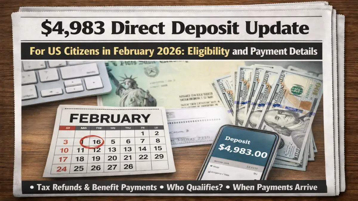 $4,983 direct deposit February 2026, direct deposit update USA 2026, IRS refund payment update February, $4983 tax refund eligibility, February 2026 payment news USA, IRS direct deposit schedule 2026, large tax refund February 2026